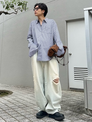 「Knuth Marf(クヌースマーフ)の【Knuth Marf】label over shirt KM26EAN01(シャツ/ブラウス)」を使った、ゆうさん(メンズ・178cm)の秋コーディネート