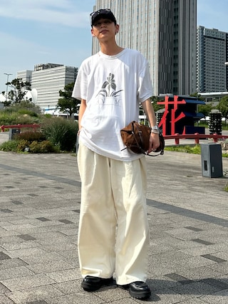 「SINSS（シンス）のWide balloon denim / ワイドバルーンデニム（デニムパンツ）」を使った、ゆうさん（メンズ・178cm）の夏コーディネート