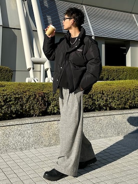 「outfit」｜「アイテム（スラックス）」を使った、ゆうさん（メンズ・178cm）の冬コーディネート