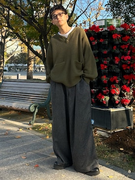 「アイテム（ニット/セーター）」を使った、ゆうさん（メンズ・178cm）の秋コーディネート