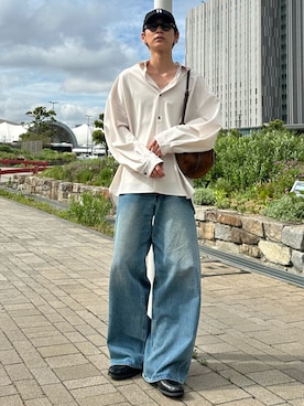 「LUENNA（ルエナ）の【LUENNA】Vintage Curve Denim Pants / ヴィンテージ カーブデニムパンツ（デニムパンツ、ブルー系）」を使った、ゆうさん（メンズ・178cm）の春コーディネート