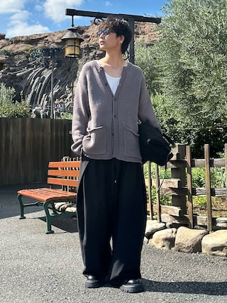 「Parts Lab.(パーツラボ)の【Parts Lab.】Low-Gauge Crewneck Cardigan / ローゲージ クルーネックカーディガン(カーディガン/ボレロ)」を使った、ゆうさん(メンズ・178cm)の秋コーディネート