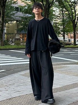「ANCELLM（アンセルム）のアイテム（トップス、ブラック系）」を使った、ゆうさん（メンズ・178cm）の秋コーディネート