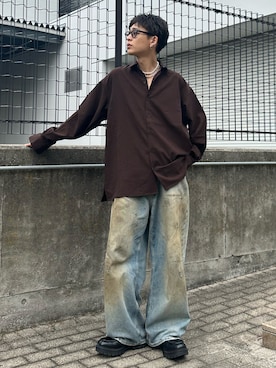 「soerte（ソエルテ）のアイテム（シャツ/ブラウス）」を使った、ゆうさん（メンズ・178cm）の秋コーディネート