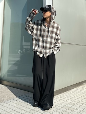 「アイテム（スラックス）」を使った、ゆうさん（メンズ・178cm）の夏コーディネート