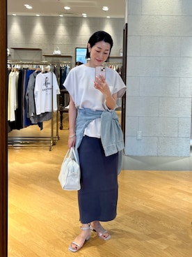 「RIVE DROITE（リヴドロワ）のアイテム（Tシャツ/カットソー）」を使った、emi95152さん（骨格ウェーブ・レディース・159cm）の夏コーディネート