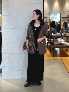 「RIVE DROITE（リヴドロワ）の【安定感◎】ラウンドトゥショートブーツ（ブーツ）」を使った、emi95152さん（レディース・159cm）の秋コーディネート