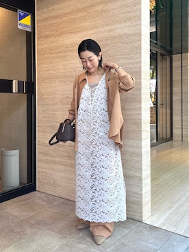 「RIVE DROITE（リヴドロワ）の【シーズンムードを高める】ボアミュール（その他シューズ）」を使った、emi95152さん（レディース・159cm）の夏コーディネート