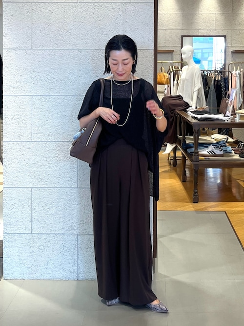 ブラック ニット ポンチョ リボン付き さらっと着やすい】ペーパーポンチョニット（ニット/セーター