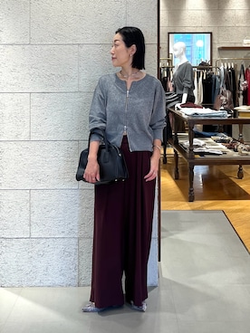 「アイテム（スラックス、レッド系）」を使った、emi95152さん（レディース・159cm）の夏コーディネート