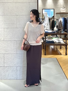 「RIVE DROITE（リヴドロワ）の【接触冷感・UVカット機能付き】2WAYリブタンクワンピース（ワンピース、ブラウン系）」を使った、emi95152さん（レディース・159cm）の夏コーディネート