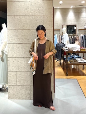 「アイテム（ワンピース/ドレス、ブラウン系）」を使った、emi95152さん（レディース・159cm）の夏コーディネート