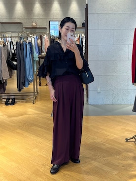 「RIVE DROITE（リヴドロワ）のレザービットローファー（ローファー）」を使った、emi95152さん（レディース・159cm）の夏コーディネート