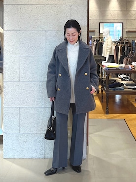 「アイテム（ピーコート）」を使った、emi95152さん（レディース・159cm）の秋コーディネート