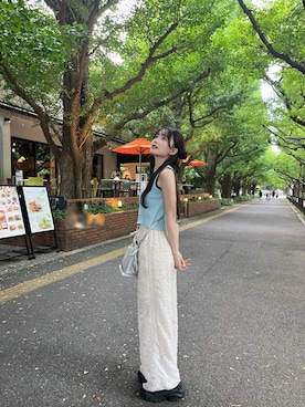 「アイテム（タンクトップ）」を使った、MIKKIさん（レディース・156cm）の夏コーディネート