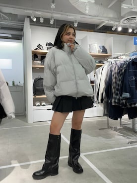 「アイテム（ダウンジャケット/コート）」を使った、krkoooooさん（レディース・161cm）の秋コーディネート