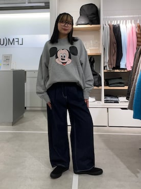 「LOWRYS FARM（ローリーズファーム）のCS/CXP ﾛｰﾌｧｰ（サンダル、ブラック系）」を使った、krkoooooさん（レディース・161cm）の冬コーディネート