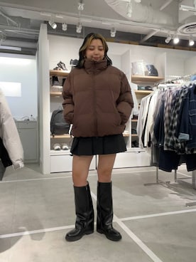 「アイテム（ダウンジャケット/コート）」を使った、krkoooooさん（レディース・161cm）の秋コーディネート