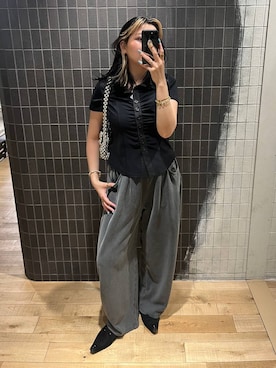 「JEANASIS（ジーナシス）のビーズミニショルダーBAG/642594（ハンドバッグ、シルバー系）」を使った、krkoooooさん（レディース・161cm）の春コーディネート