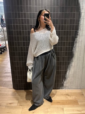 「eL（エル）の【eL】Square Mini Boston/288106（ショルダーバッグ、ホワイト系）」を使った、krkoooooさん（レディース・161cm）の春コーディネート