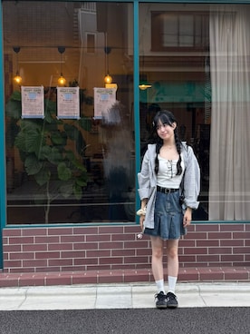 「アイテム（デニムスカート）」を使った、maotさん（レディース・150cm）の秋コーディネート