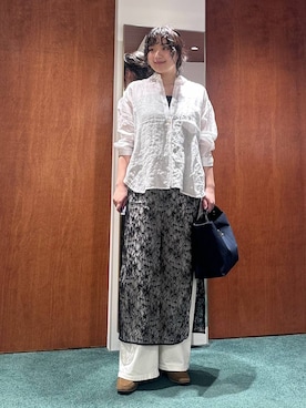 「BARNYARDSTORM（バンヤードストーム）のBARNYARDSTORM / ソフトウエストワイドデニムパンツ【『BABALOG』チャンネルご紹介アイテム】ウエストゴム / シーズンレスアイテム（デニムパンツ、ホワイト系）」を使った、bynamuさん（レディース）の春コーディネート