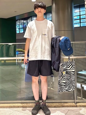 「SHIPS（シップス）のSHIPS: 阪神タイガース×SHIPS ミニ ポケット ロゴ Tシャツ（Tシャツ/カットソー）」を使った、金澤さん（メンズ・178cm）の夏コーディネート