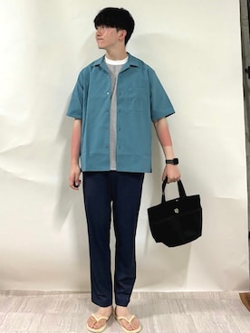 「SHIPS（シップス）のアイテム（バッグ）」を使った、金澤さん（メンズ・178cm）の夏コーディネート