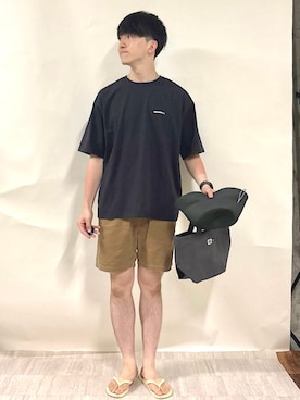 「MERRELL（メレル）のアイテム」を使った、金澤さん（メンズ・178cm）の夏コーディネート