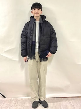 「SHIPS（シップス）のアイテム（ダウンジャケット/コート）」を使った、金澤さん（メンズ・178cm）の冬コーディネート