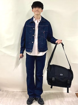 「SHIPS（シップス）のアイテム（その他パンツ）」を使った、金澤さん（メンズ・178cm）の秋コーディネート