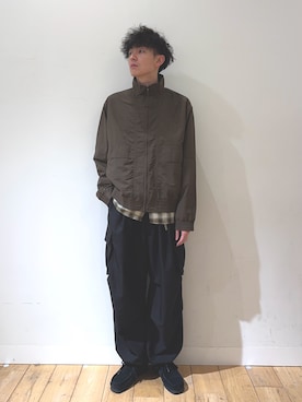 「SENSE OF PLACE by URBAN RESEARCH(センスオブプレイスバイアーバンリサーチ)のリップストップナイロンブルゾン(ブルゾン、ブラウン系)」を使った、ryotaさん(メンズ・180cm)の春コーディネート