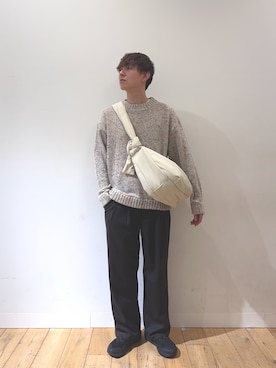 「アイテム（ニット/セーター）」を使った、ryotaさん（メンズ・180cm・30代）の冬コーディネート