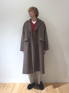 「赤アイテム」｜「アイテム（パンツ）」を使った、ryotaさん（メンズ・180cm）の冬コーディネート