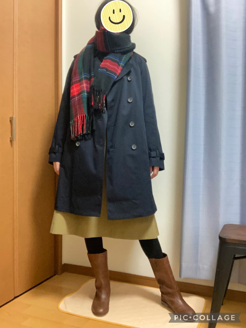 「トレンチコート」｜「UNITED TOKYOのボンディングギャバトレンチコート（トレンチコート、ブルー系）」を使った、Ninaさん（レディース・167cm）の冬コーディネートの1枚目の写真