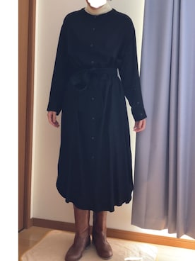 「STUDIOUS（ステュディオス）のアイテム（シャツワンピース）」を使った、Ninaさん（レディース・167cm）の冬コーディネート