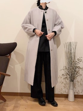 「アイテム（ノーカラーコート）」を使った、Ninaさん（レディース・167cm）の秋コーディネート