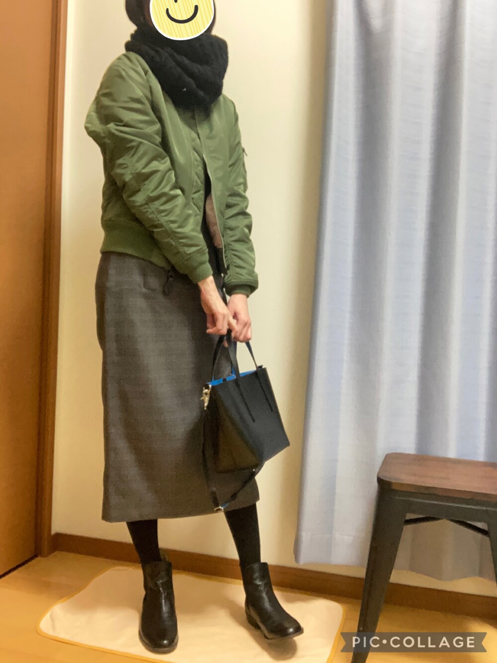 「MA-1」｜「URBAN RESEARCH DOORSのアイテム（MA-1、グリーン系）」を使った、Ninaさん（レディース・167cm）の冬コーディネートの1枚目の写真