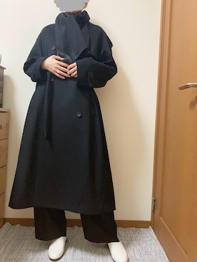 「アイテム（ノーカラーコート）」を使った、Ninaさん（レディース・167cm）の秋コーディネート