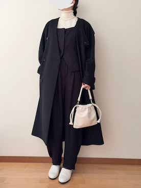 「アイテム（ノーカラーコート）」を使った、Ninaさん（レディース・167cm）の冬コーディネート