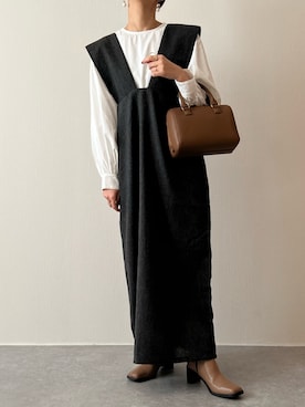 「スクエアトゥ」｜「アイテム（ジャンパースカート）」を使った、konitanikoさん（レディース・158cm）の冬コーディネート