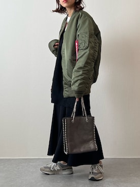 「甘辛mix」｜「アイテム（MA-1）」を使った、konitanikoさん（レディース・158cm）の冬コーディネート