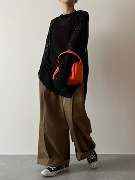 konitanikoさんの「クルーネック透かし編みメッシュニットトップス」を使ったコーディネート