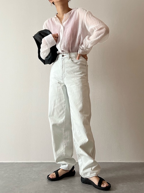 ランダムプリーツノーカラーシアーシャツ（シャツ/ブラウス）｜select