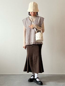 「チドリ柄」｜「アイテム（帽子）」を使った、konitanikoさん（レディース・158cm）の夏コーディネート