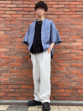 「LILL（リル）のアイテム（スラックス）」を使った、saikaさん（メンズ・167cm）の夏コーディネート