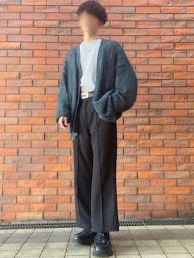 「Ellno Loset（エルノロゼット）のアイテム（スラックス）」を使った、saikaさん（メンズ・167cm）の春コーディネート