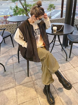 「CIAOPANIC TYPY（チャオパニックティピー）のアイテム（MA-1）」を使った、nonさん（レディース・163cm）の冬コーディネート
