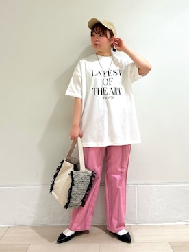 「アパレルスタッフ」｜「アイテム（帽子）」を使った、モモPさん（レディース・155cm）の春コーディネート