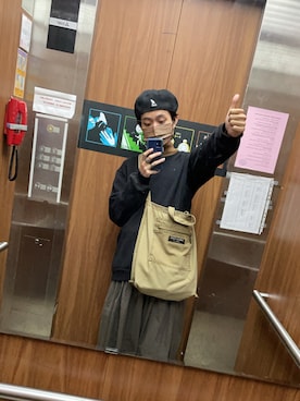 「KANGOL（カンゴール）のアイテム（キャスケット）」を使った、劉權毅さん（メンズ・166cm）の春コーディネート